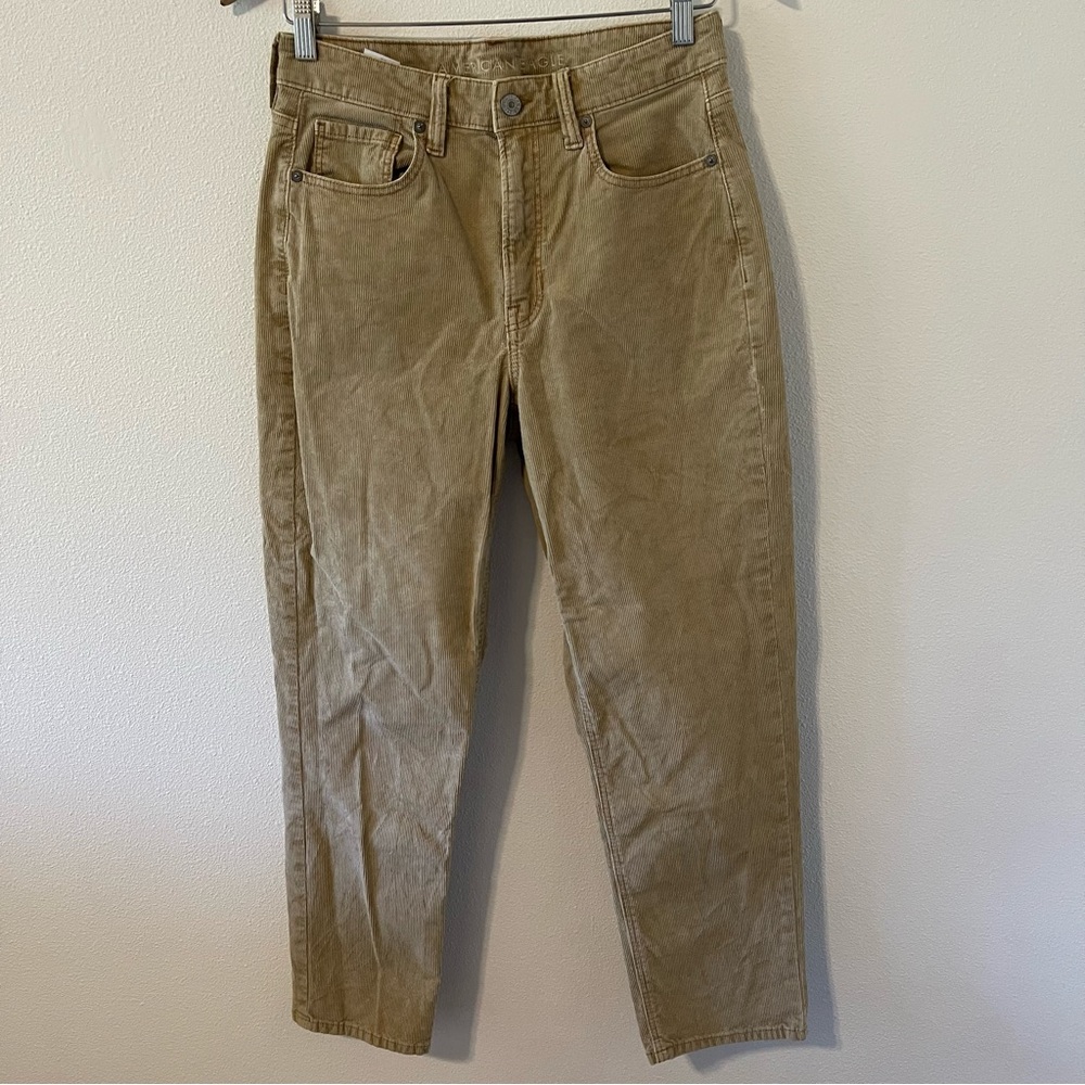 American Eagle Corduroy Mom Straight Jean Stretch Light Khaki 2021-6 Regular
